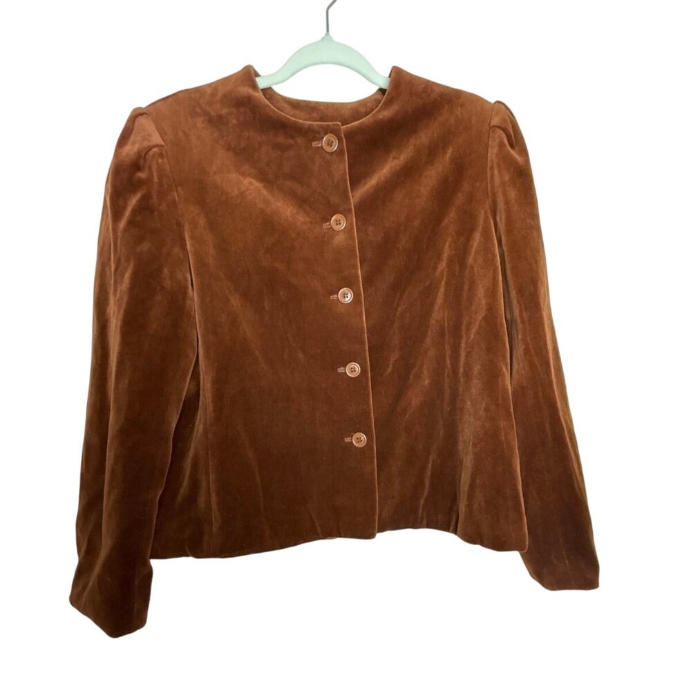 Vintage Picket ‘N Post Rust Brown Velveteen Jacket with Puff Sleeves Size 18